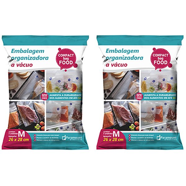 Kit 10 Saco A Vácuo M Organizador Para Alimentos Geladeira Freezer 26x28cm - Paramount