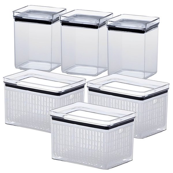 Kit 6 Potes Herméticos Porta Alimentos Mantimentos Frutas De Geladeira Fresh Lumini - Paramount