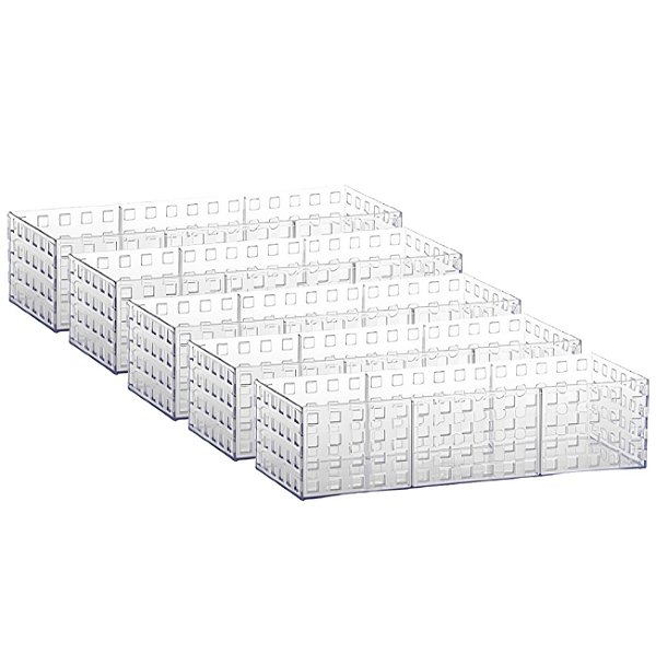 Kit 5 Cesto Organizador Armário Empilhável Utensílios Quadratta Cristal - Paramount