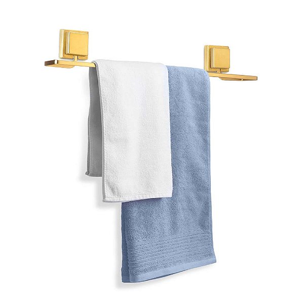 Porta Toalha de Banho 50cm Adesivo Dupla Face 3M Dourado Fosco - 3246 Arthi