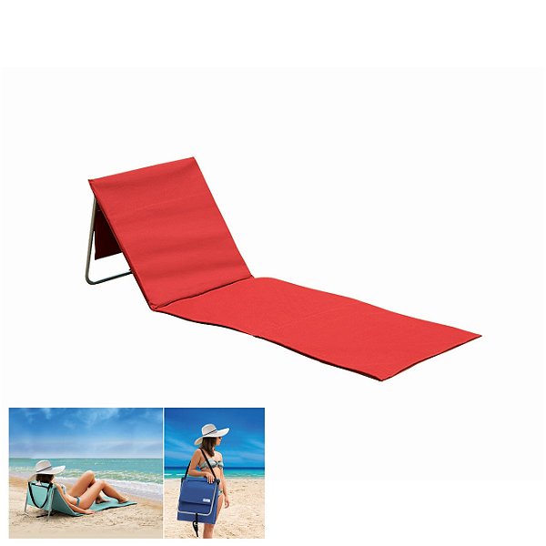 Tapete de Praia Espreguiçadeira Dobrável 160x55cm Vermelha - Tobee
