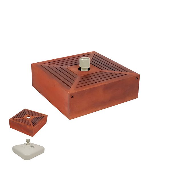 Base Para Ombrelone Guarda Sol 25Kg Revestida em Madeira - 16471 Belfix