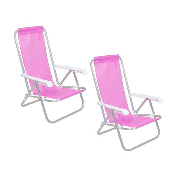 Kit 2 Cadeira de Praia Reclinável 4 Posições Alumínio Lazy Sannet - Belfix