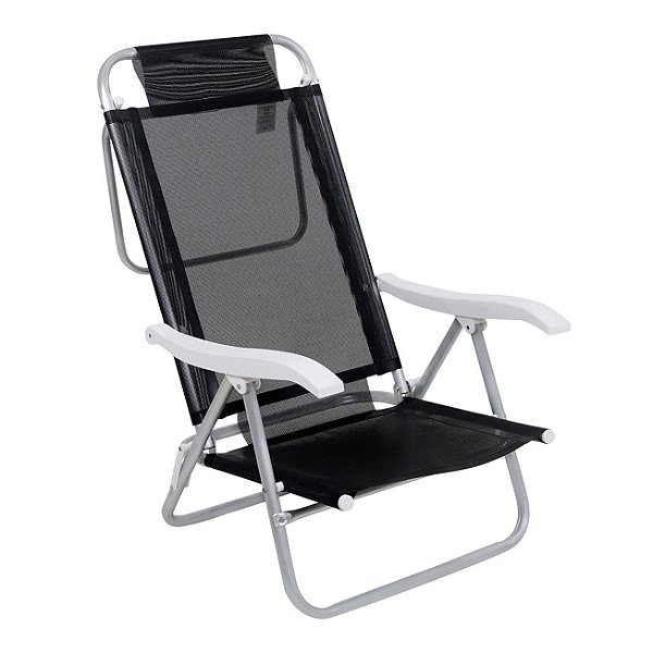 Cadeira Reclinável Sunny 6 Posições Em Alumíno Para Praia Piscina Camping Preta - 063007 Belfix
