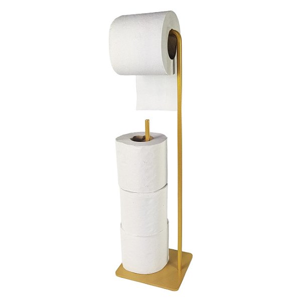 Suporte Porta Papel Higiênico Para 4 Rolos Banheiro Dourado Fosco - 2373DO Future