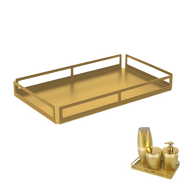 Bandeja Organizadora Retangular Média 15x25cm Decoração Dourado Fosco - 6024DO Future