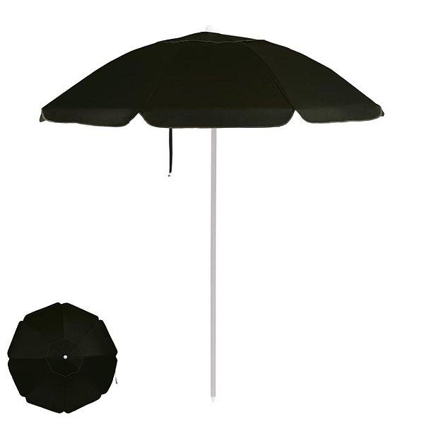 Guarda Sol Premium 2m Bagum Alumínio Reforçado Jardim Piscina Praia Preto - 3829 Mor