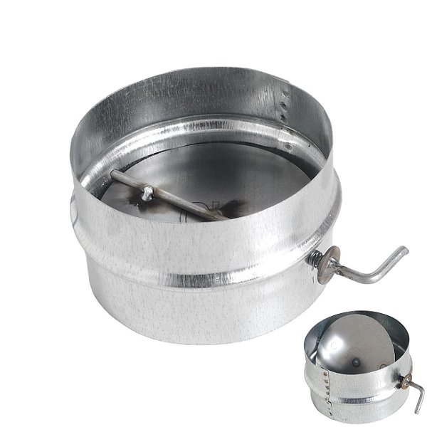 Anel Com Borboleta Registro Para Chaminé Regulador Fumaça Fogão A Lenha Galvanizado 110mm - 4884 Hedlund