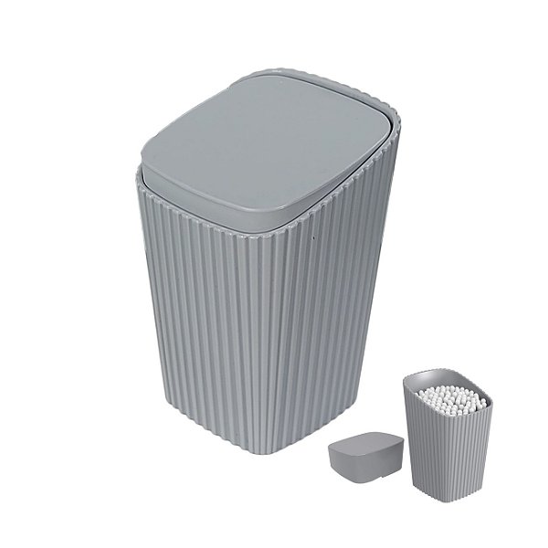 Suporte Porta Cotonete Algodão New Square Cinza Pia Banheiro - 10454 Coza