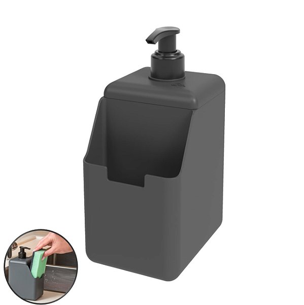 Dispenser Porta Detergente Esponja 500ml Cozinha Single Chumbo - 17008 Coza
