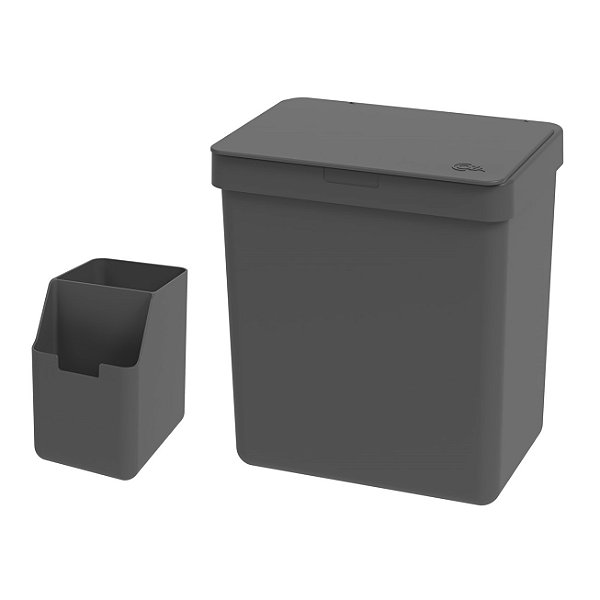 Kit Cozinha Organizador Porta Detergente Lixeira com Tampa 2,5L Single Chumbo - Coza