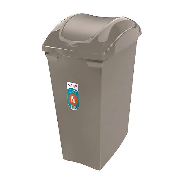 Lixeira Basculante 15 Litros Cesto De Lixo Cozinha Banheiro Cinza Quente - SR62/5 Sanremo