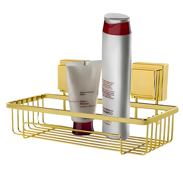 Suporte Porta Shampoo Prateleira Parede Ventosa Banheiro Dourado - 8050DD Future