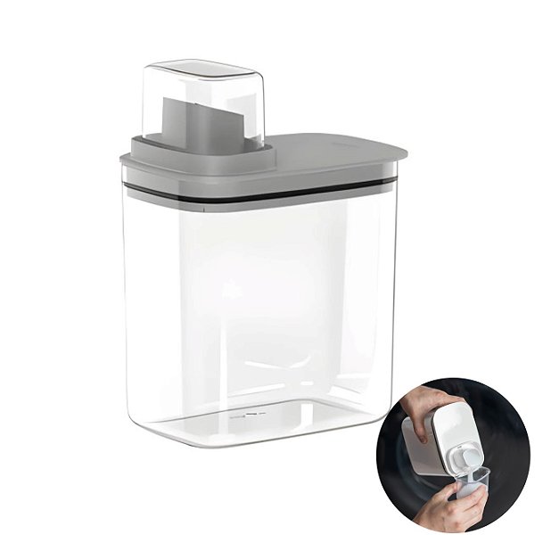 Dispenser Sabão Líquido Dosador 1,5L Lavanderia Natural Chumbo - Flow DFW100CHF Ou