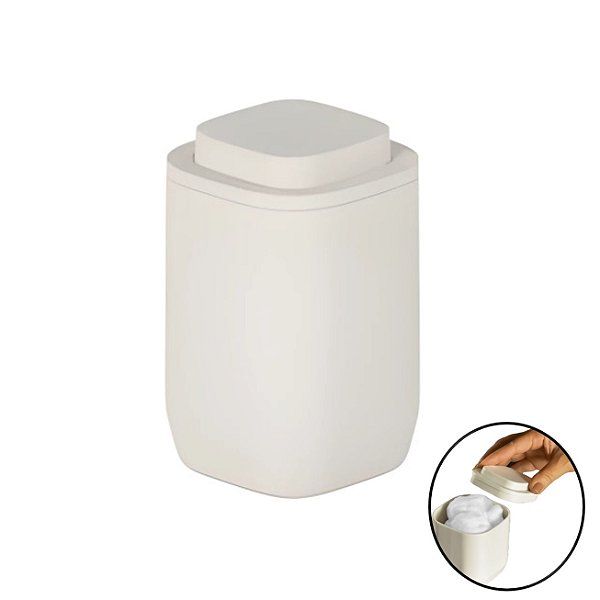 Suporte Porta Cotonete Algodão Com Tampa Banheiro Bege - Aura PAA400BGF Ou