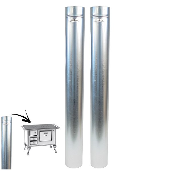 Kit 2 Canos Para Chaminé Fogão a Lenha Galvanizado 1m 120mm - 104 Hedlund