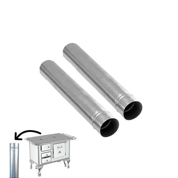 Kit 2 Canos Para Chaminé Fogão a Lenha Galvanizado 33cm 115mm - 1816 Hedlund