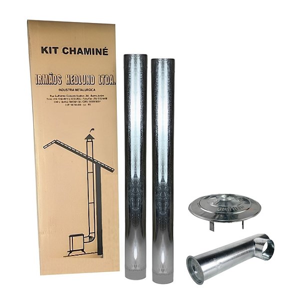 Kit Chaminé Para Fogão A Lenha 2 Canos 1m + Joelho + Chapéu Galvanizado 110mm Nº1 - Hedlund