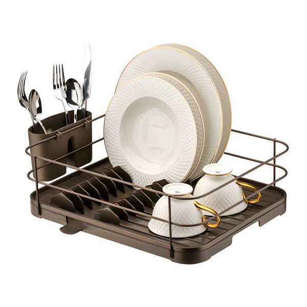 Escorredor De Louças Pratos Copos Porta Talheres Bandeja Pia Cozinha Cor Café - 982CF Future