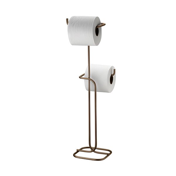 Suporte Porta Rolo Papel Higiênico Duplo Papeleira Chão Banheiro Cor Café - 1176CF Future