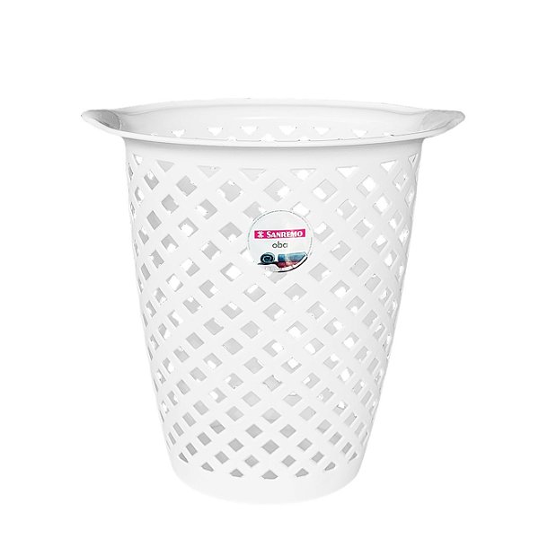Cesto de Roupa Plástico 30 Litros Lavanderia Banheiro Branco - SR620 Sanremo