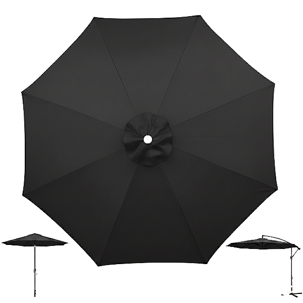 Cobertura Para Ombrelone 3 Metros de 8 Hastes Capa Reposição Tecido PRETO - AMZ