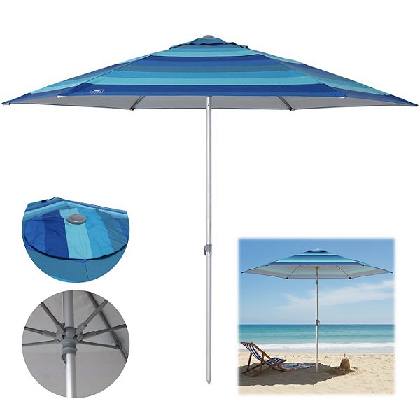 Guarda Sol Premium 2,60m Alumínio Reforçado Milagres Azul - 12828 Belfix