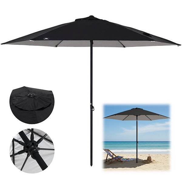 Guarda Sol Premium 2,60m Alumínio Reforçado Milagres Preto - 12807 Belfix