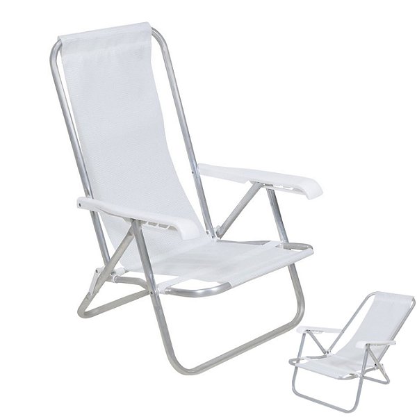 Cadeira de Praia Reclinável 4 Posições Alumínio Lazy Sannet Branca - 023001 Belfix