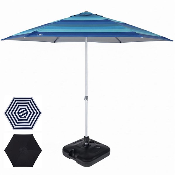 Kit Guarda Sol Premium 2,6m Alumínio Milagres Com Base Plástica Preta - Belfix