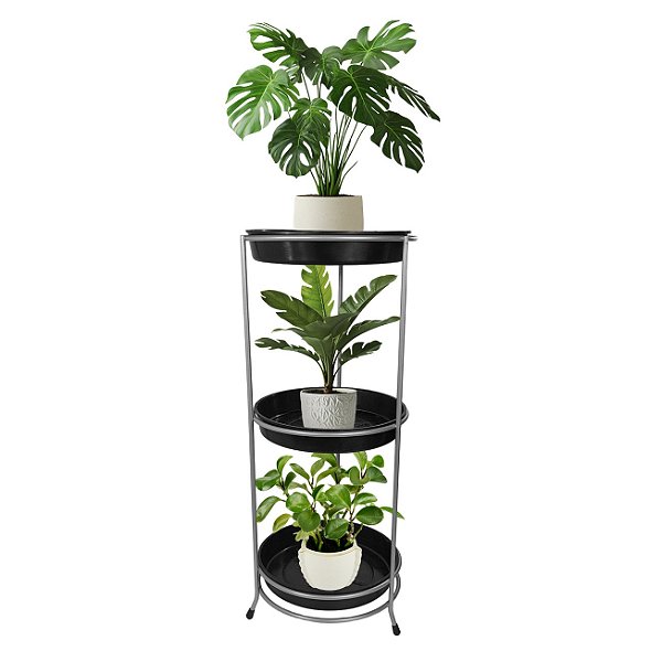 Suporte Aramado Níquel para Vasos de Plantas 3 Bandejas Floreira - 102/21 Azzo