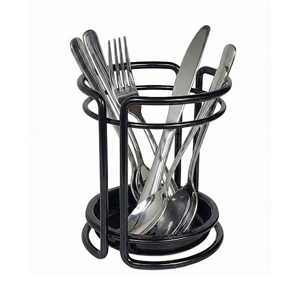 Suporte Escorredor Porta Talheres Utensílios Pia Bancada Cozinha Preto Onix - 1195OX Future