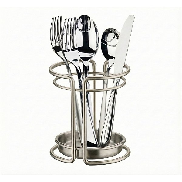 Suporte Escorredor Porta Talheres Utensílios Pia Bancada Cozinha Níquel - 1195NI Future