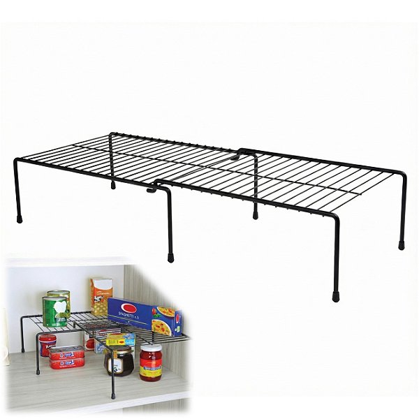Organizador de Bancada 67cm Retangular Extensivel Cozinha Preto Fosco - 1136PT Future