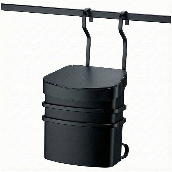 Suporte Com Lixeira 2,5 Litros de Barra Parede Cozinha Preto Fosco - 2809PT Future