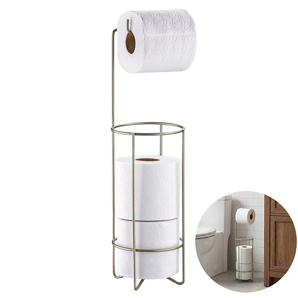 Suporte Porta Rolo Papel Higiênico Para 3 Rolos Banheiro Níquel - 1051NI Future