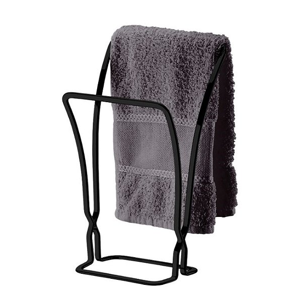 Suporte Porta Toalha De Rosto Toalheiro Duplo de Bancada Banheiro Preto Fosco - 1608PT Future