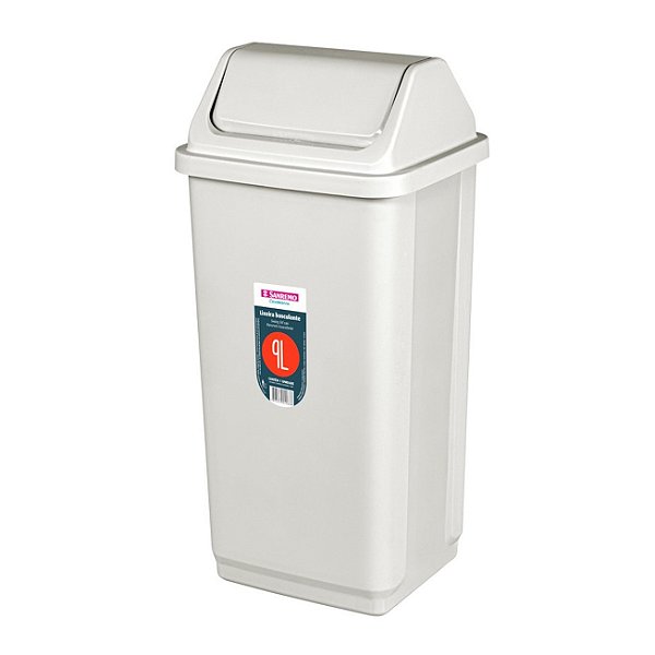 Lixeira 9 Litros Basculante Plástica de Cozinha Banheiro Bege - SR2209 Sanremo