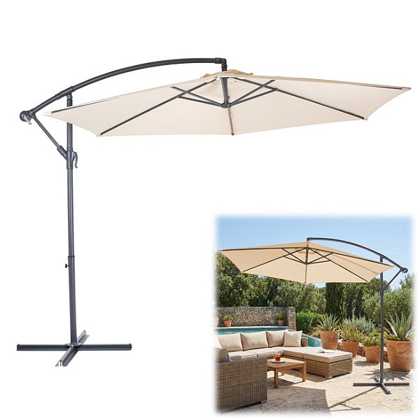 Ombrelone Lateral Suspenso 2,5 metros Sombrero Piscina Jardim TAIPU Bege - AMZ