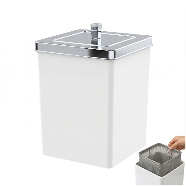Lixeira Quadrada 6,5 Litros Cesto De Lixo Cromada Para Banheiro Cozinha - 530BCC Future