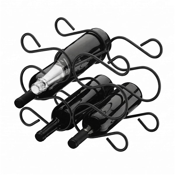Suporte Adega Para 6 Garrafas Vinho Champanhe Aço Cozinha Preto Fosco - 1362PT Future