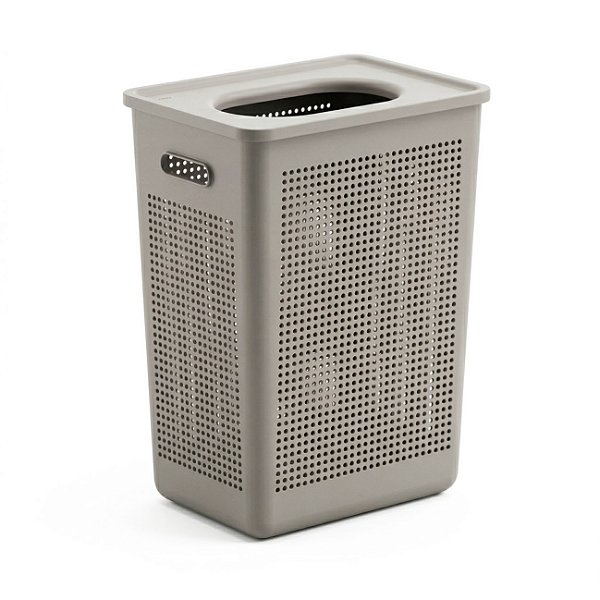 Cesto de Roupa Com Tampa Plástico 38 Litros Flow  Lavanderia Banheiro Bege - CFW2100BGF Ou