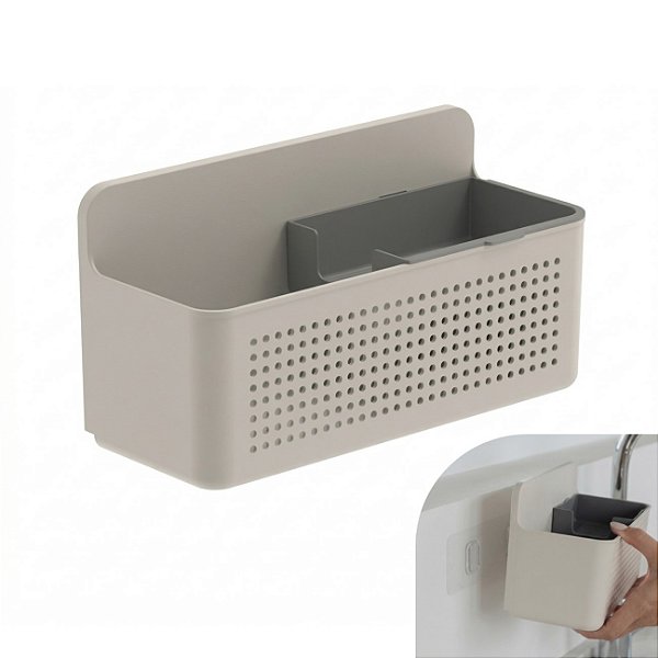 Organizador de Parede Para Lavanderia Tanque Flow Bege Suporte Adesivo - OTW100BGF Ou