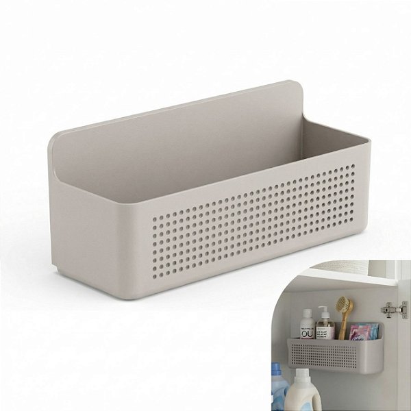 Organizador de Parede Armario Lavanderia Suporte Adesivo Flow Bege - OFW100BGF Ou