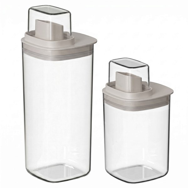 Kit 2 Dispenser Amaciante Sabonete Líquido Dosador 1L + 1,5L Lavanderia Bege - Flow Ou