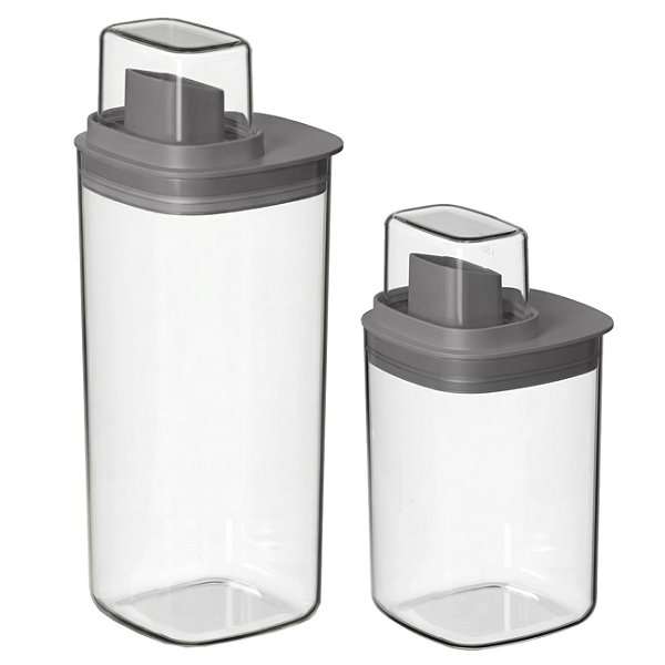 Kit 2 Dispenser Amaciante Sabonete Líquido Dosador 1L + 1,5L Lavanderia Chumbo - Flow Ou