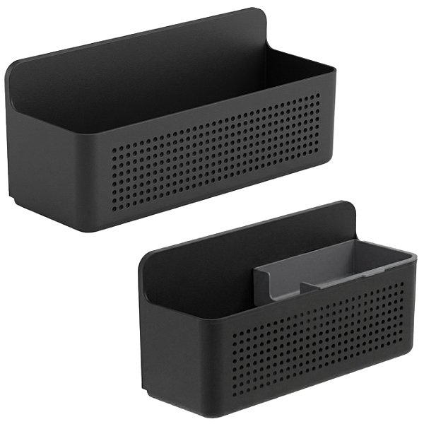 Kit 2 Organizadores de Parede Armario Lavanderia Suporte Adesivo Preto - Flow Ou