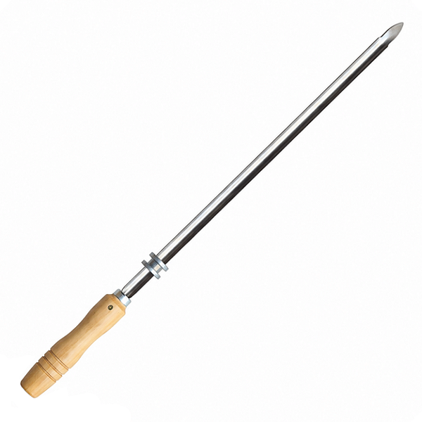 Espeto Inox Com Roldana Para Churrasqueira Rotativa Cabo Madeira - 408 Matrinox