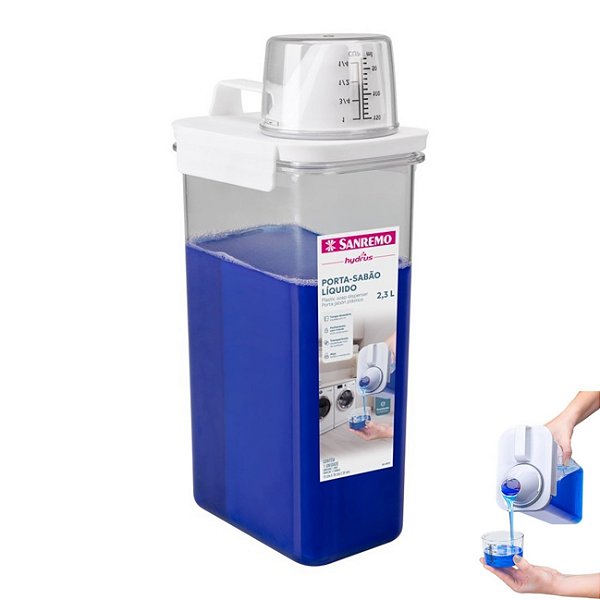 Porta Sabão Líquido 2,3L Amaciante Dispenser Plástico Com Dosador - SR257 Sanremo