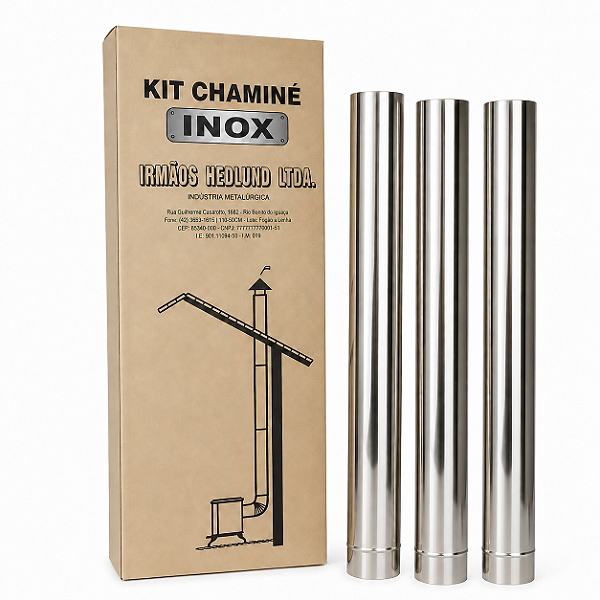 Kit 3 Canos 1m Inox Chaminé Fogão à Lenha Ø 110mm N°1 - Hedlund